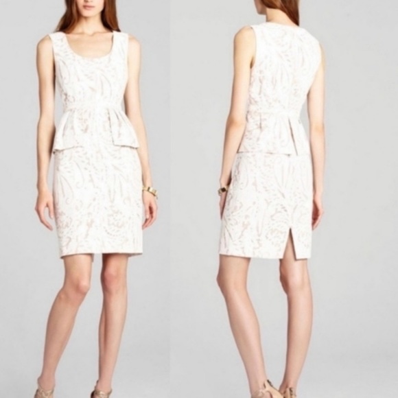 BCBG Maxazria Lace/Crochet Cream/Tan Dress - 2 - Picture 2 of 15